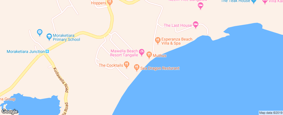 Отель Mawella Beach Resort на карте Шри-Ланки