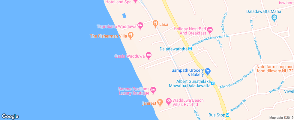 Отель New Wadduwa Beach Resort на карте Шри-Ланки