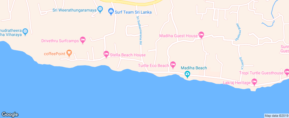 Отель Nil Diya Beach Resort на карте Шри-Ланки