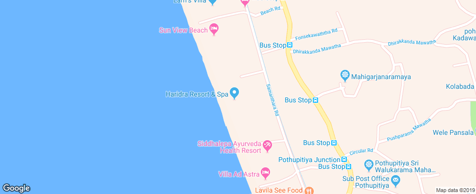 Отель Oak Ray Haridra Beach Resort на карте Шри-Ланки