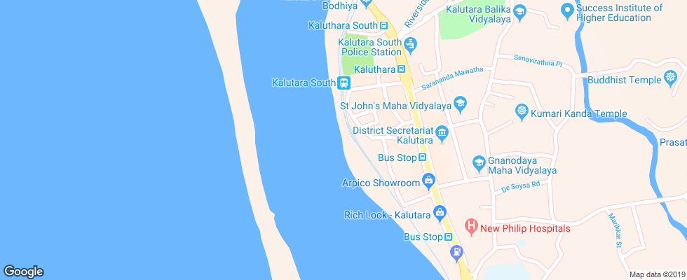 Отель Ralla Beach Resort на карте Шри-Ланки