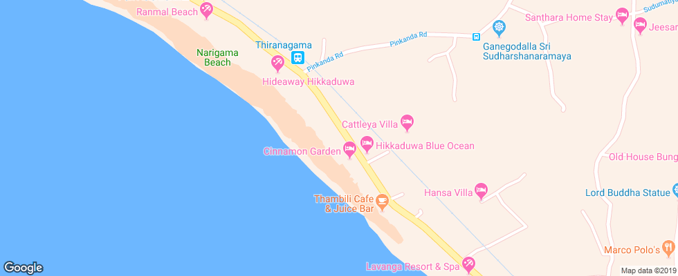 Отель Riff Hikkaduwa на карте Шри-Ланки