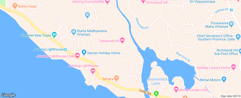 Отель Tamarind Hill на карте Шри-Ланки
