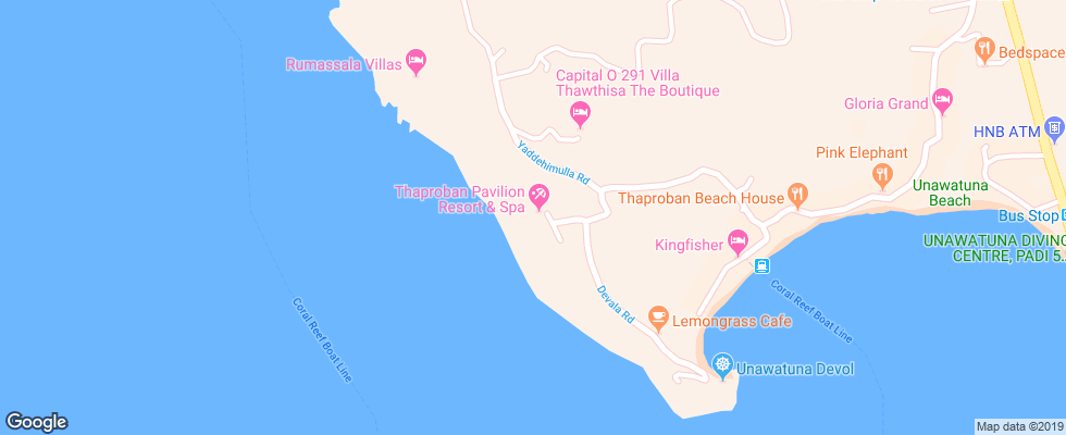 Отель Thaproban Pavilion Resort & Spa на карте Шри-Ланки