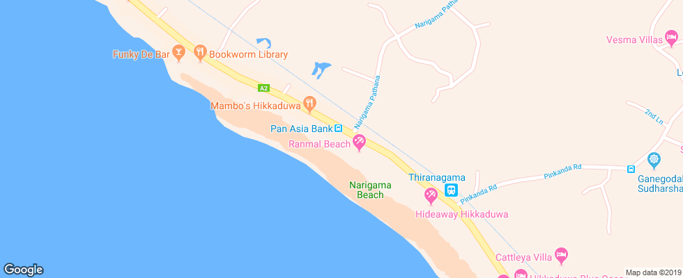 Отель The Avenra Beach Hotel на карте Шри-Ланки