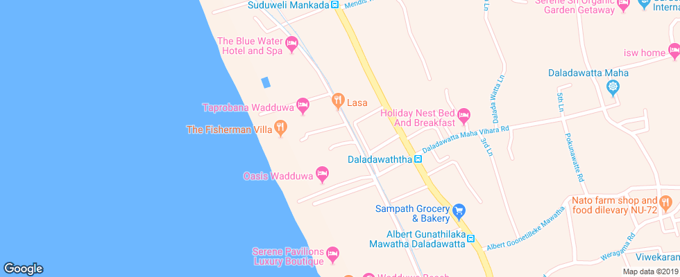 Отель The Villas Wadduwa на карте Шри-Ланки
