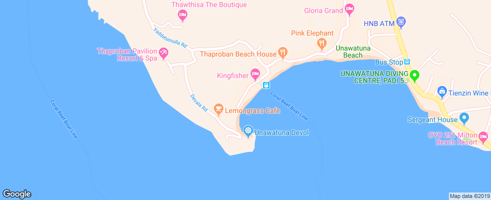 Отель Wave & Deep Beach Resort на карте Шри-Ланки