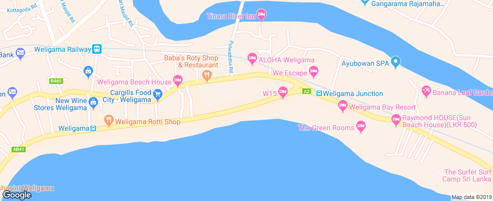 Отель Weligama Ocean Breeze на карте Шри-Ланки