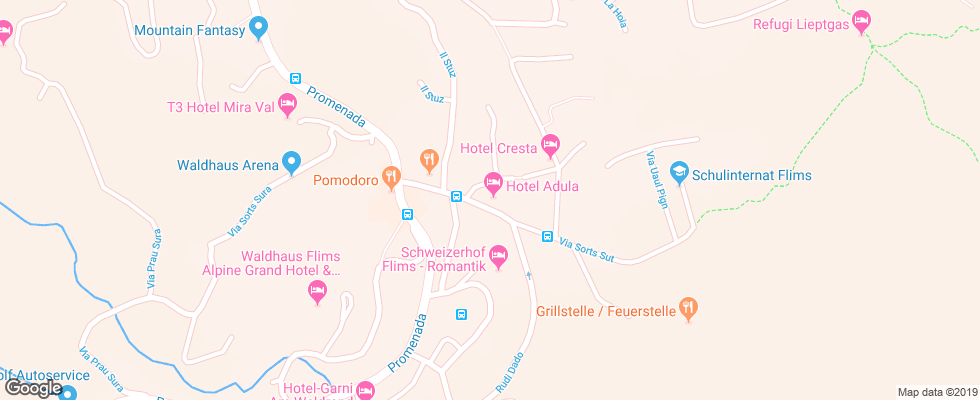 Отель Adula на карте Швейцарии