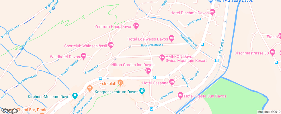 Отель Ameron Mountain Hotel Davos на карте Швейцарии