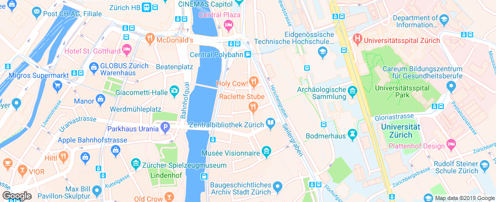 Отель Basilea Zurich на карте Швейцарии