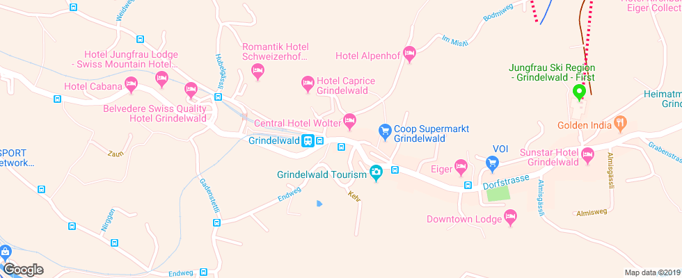 Отель Bernerhof Interlaken на карте Швейцарии