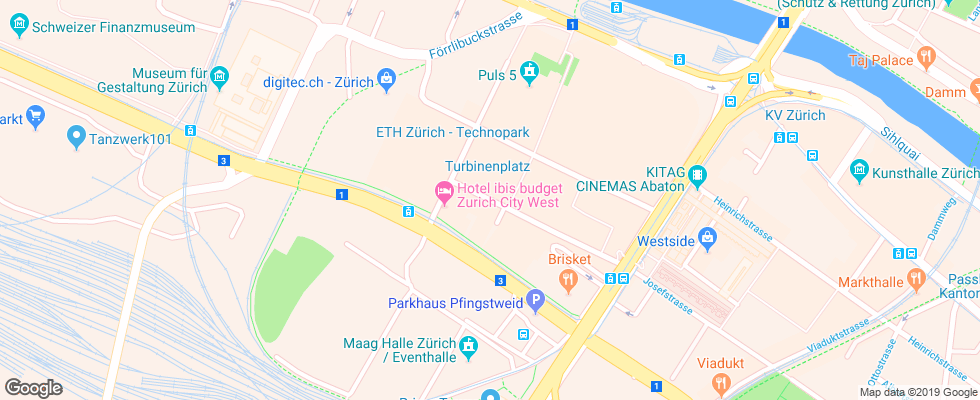 Отель Ibis Zurich City West на карте Швейцарии