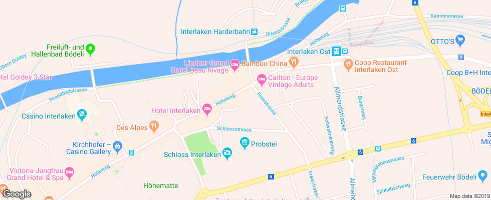Отель Interlaken на карте Швейцарии