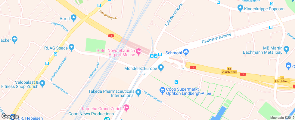 Отель Novotel Zurich Airport Messe на карте Швейцарии