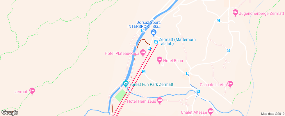 Отель Plateau Rosa на карте Швейцарии