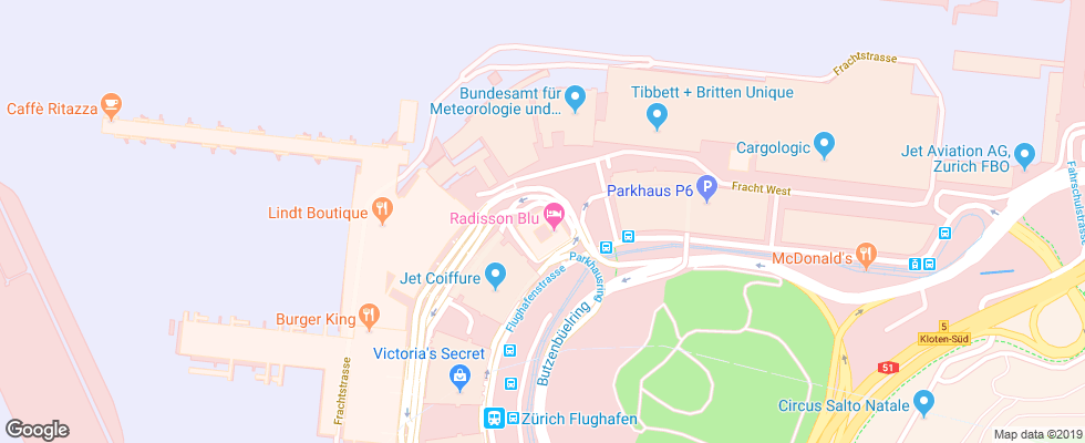 Отель Radisson Blu Hotel Zurich Airport на карте Швейцарии