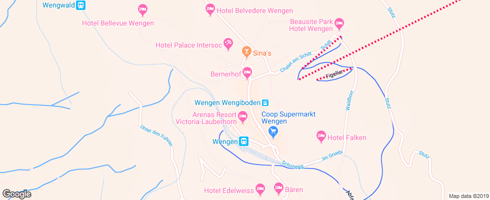 Отель Sunstar Wengen на карте Швейцарии