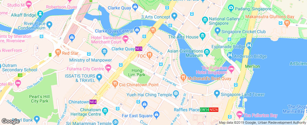 Отель Bencoolen & Hong Kong Street на карте Сингапура