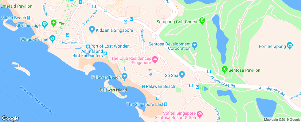 Отель Capella Singapore на карте Сингапура