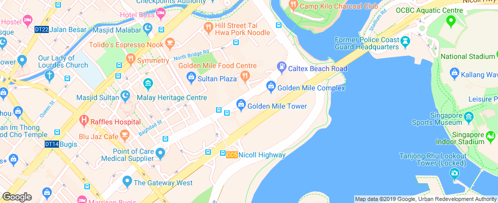 Отель Destination Singapore Beach Road на карте Сингапура