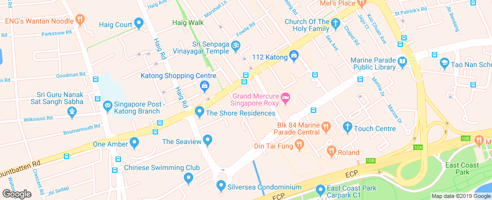 Отель Est Village Katong на карте Сингапура