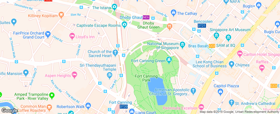 Отель Fort Canning Hotel на карте Сингапура