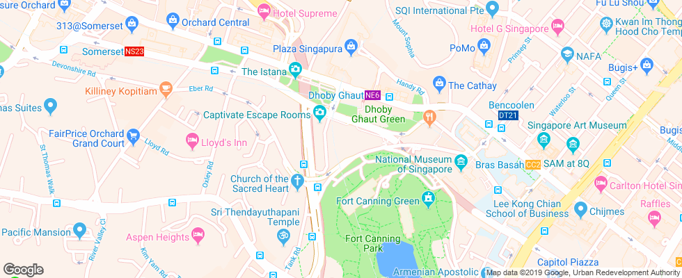 Отель Fort Canning Lodge на карте Сингапура