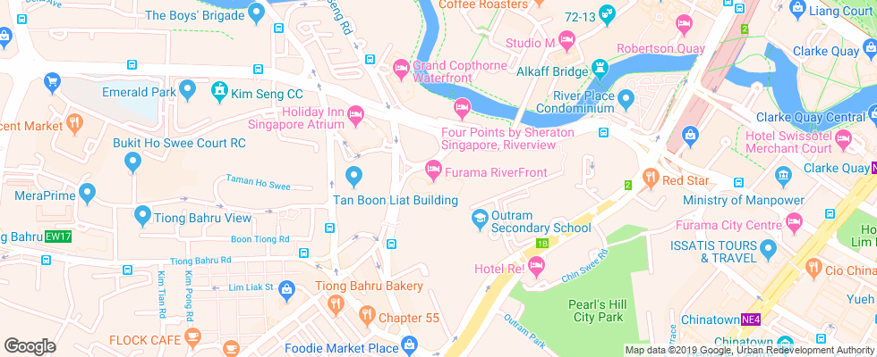 Отель Furama Riverfront на карте Сингапура