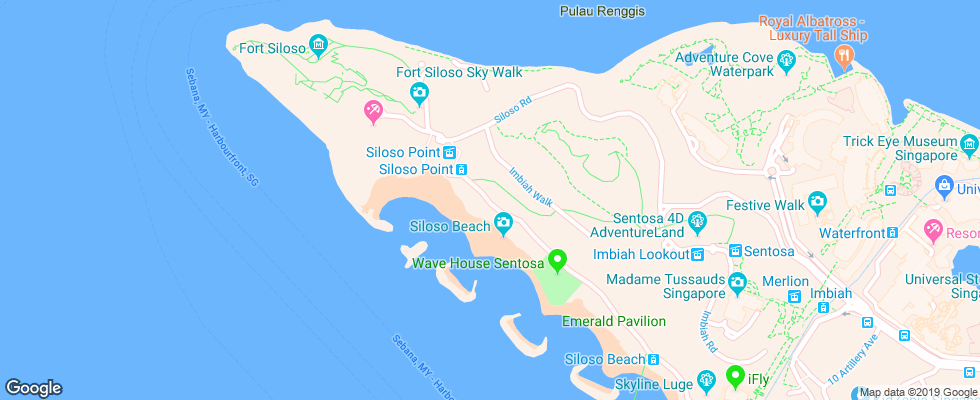 Отель Siloso Beach Resort Sentosa на карте Сингапура