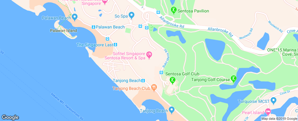 Отель Sofitel Sentosa Resort & Spa на карте Сингапура