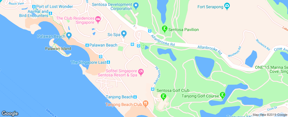 Отель The Sentosa Resort & Spa на карте Сингапура
