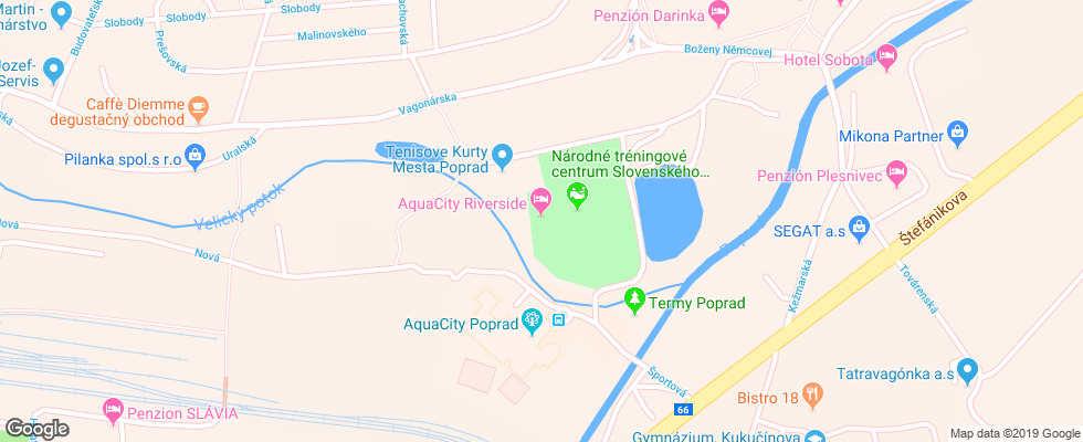 Отель Aquacity Riverside на карте Словакии