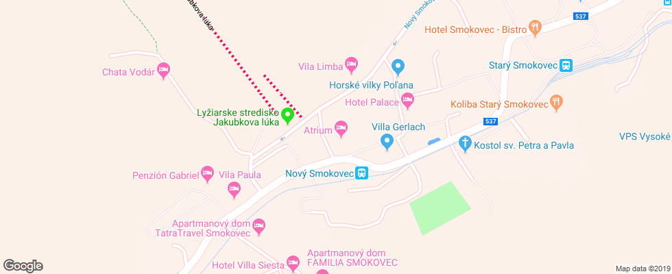 Отель Atrium на карте Словакии