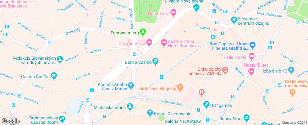 Отель Crowne Plaza Bratislava на карте Словакии