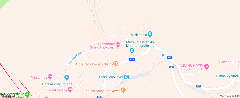 Отель Grand Hotel Stary Smokovec на карте Словакии