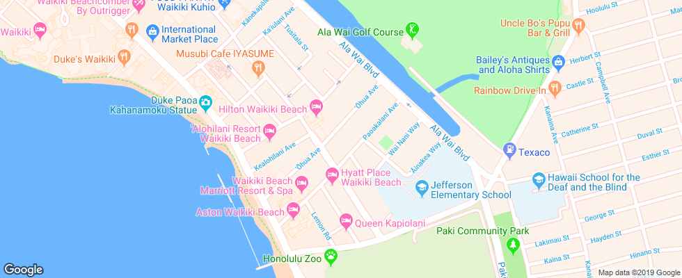 Отель Aston Waikiki Banyan на карте США