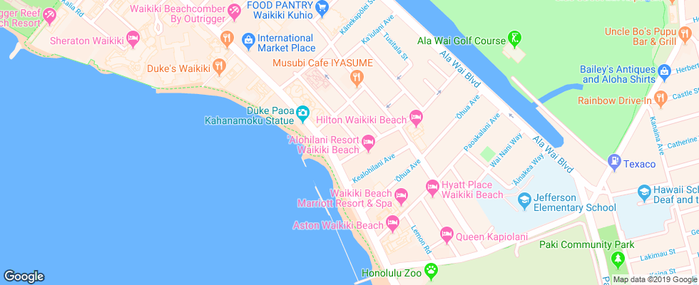 Отель Aston Waikiki Beach Tower на карте США