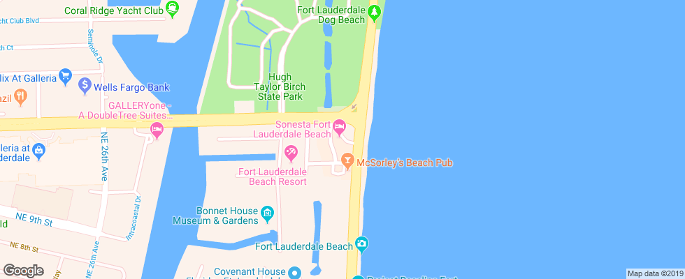 Отель B Ocean Fort Lauderdale на карте США