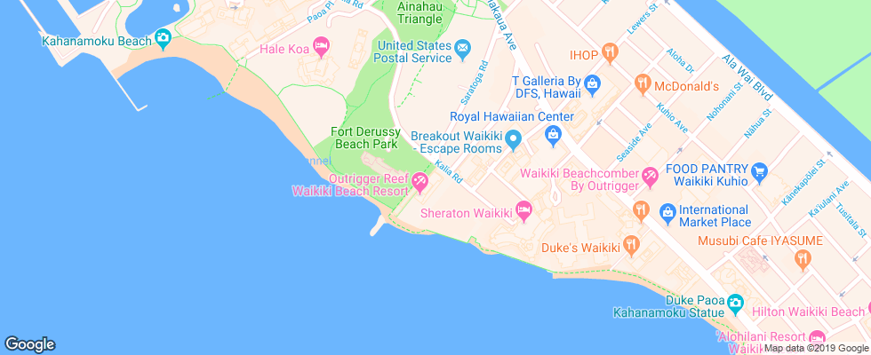Отель Castle Waikiki Shore на карте США