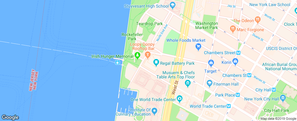 Отель Conrad New York на карте США