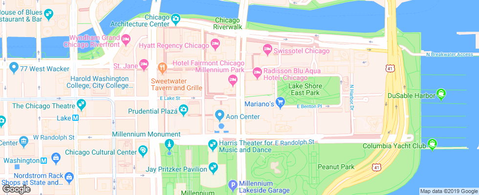 Отель Fairmont Chicago на карте США