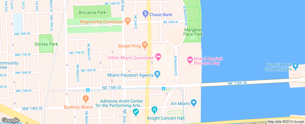 Отель Hilton Miami Downtown на карте США
