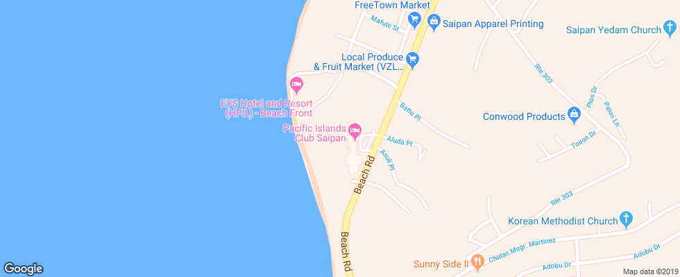 Отель Pacific Island Club Saipan на карте США