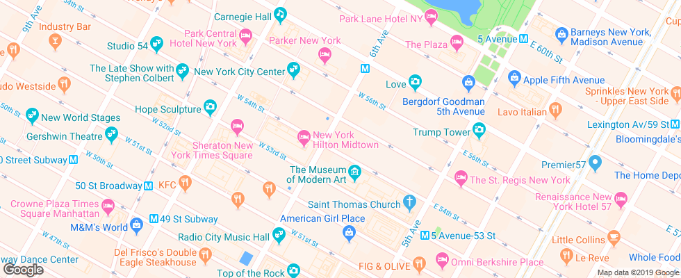 Отель Warwick New York на карте США