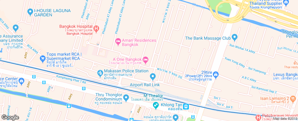 Отель A-One Bangkok на карте Таиланда