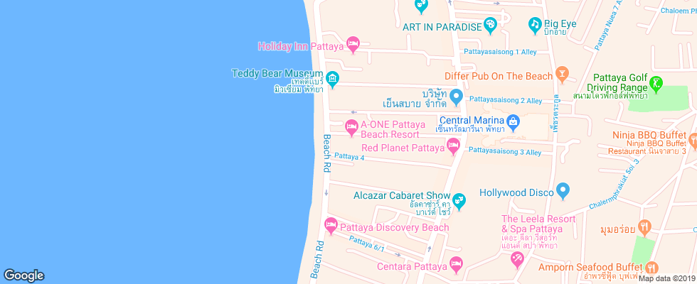 Отель A-One Pattaya Beach Resort на карте Таиланда