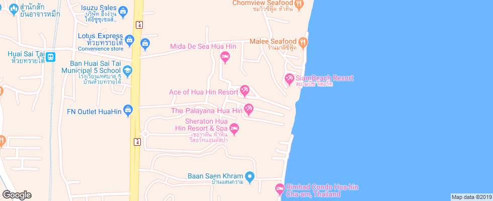 Отель Ace Of Hua Hin Resort на карте Таиланда