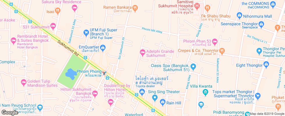 Отель Adelphi Grande на карте Таиланда