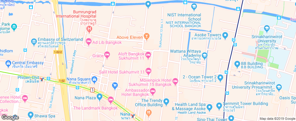 Отель Aloft Bangkok на карте Таиланда